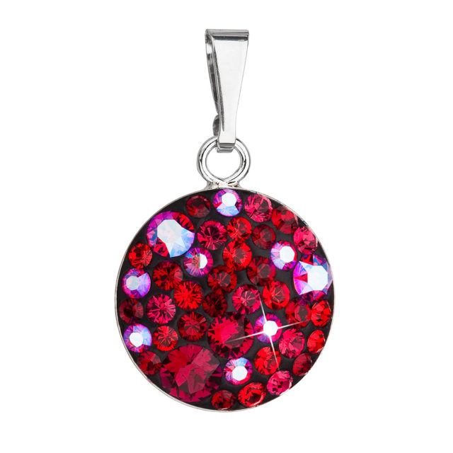 Stříbrný přívěsek s krystaly Swarovski červený kulatý 34225.3 cherry