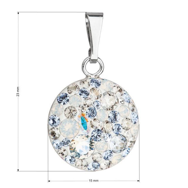 Stříbrný přívěsek s krystaly Swarovski modrý kulatý 34225.3 light sapphire