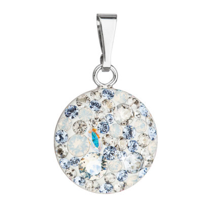 Stříbrný přívěsek s krystaly Swarovski modrý kulatý 34225.3 light sapphire