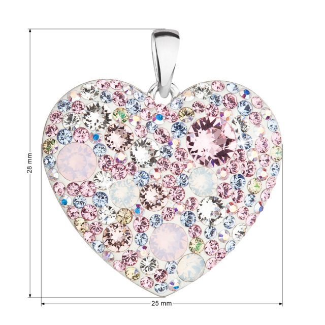 Stříbrný přívěsek s krystaly Swarovski mix barev srdce 34243.3 magic rose