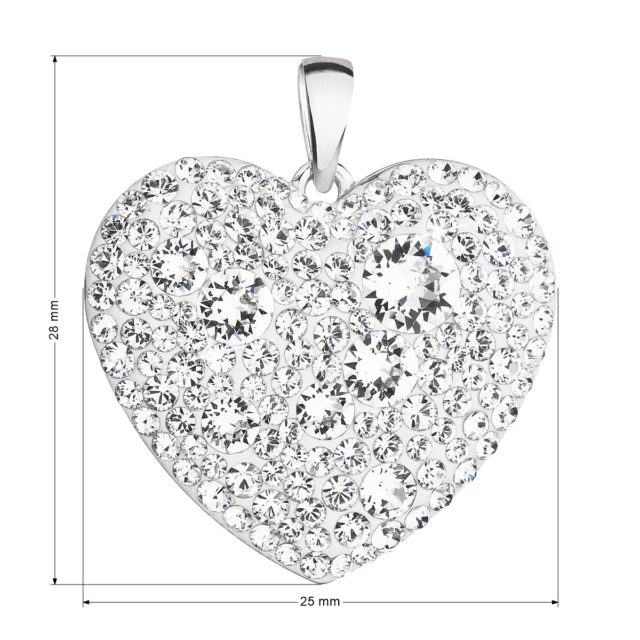 Stříbrný přívěsek s krystaly Swarovski bílé srdce 34243.1