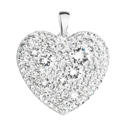 Stříbrný přívěsek s krystaly Swarovski bílé srdce 34243.1