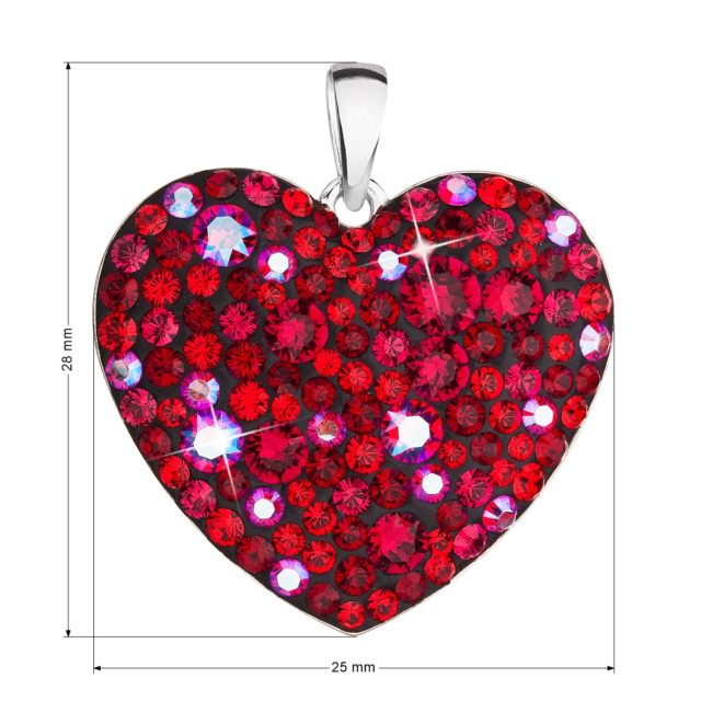 Stříbrný přívěsek s krystaly Swarovski červené srdce 34243.3 cherry
