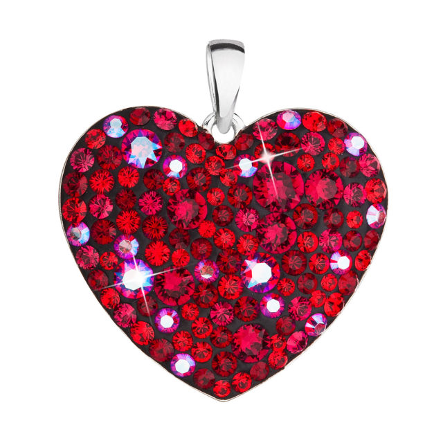 Stříbrný přívěsek s krystaly Swarovski červené srdce 34243.3 cherry