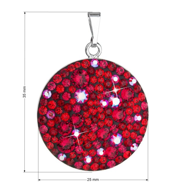 Stříbrný přívěsek s krystaly Swarovski červený kulatý 34131.3 cherry