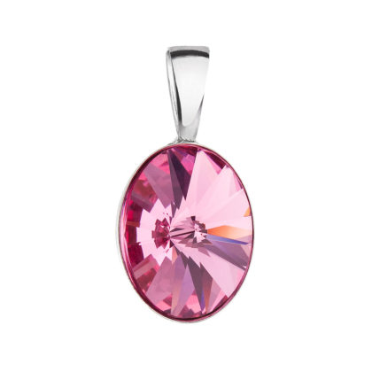 Stříbrný přívěsek s krystalem Swarovski růžový ovál 34245.3