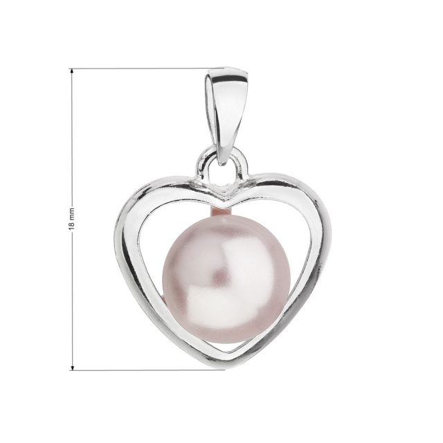 Stříbrný přívěsek s růžovou Swarovski perlou srdce 34246.3