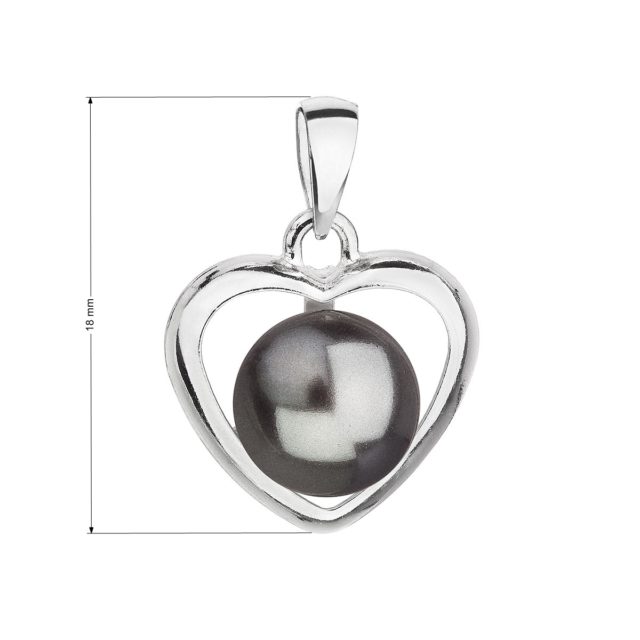 Stříbrný přívěsek s šedou Swarovski perlou srdce 34246.3