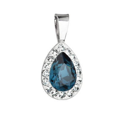 Stříbrný přívěsek s krystaly Swarovski modrá slza 34252.3