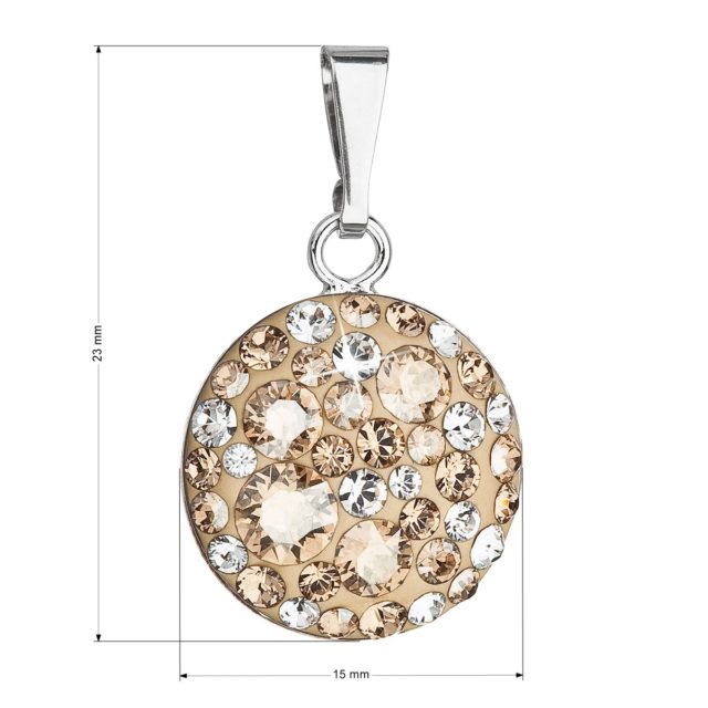 Stříbrný přívěsek s krystaly Swarovski zlatý kulatý 34225.5 gold