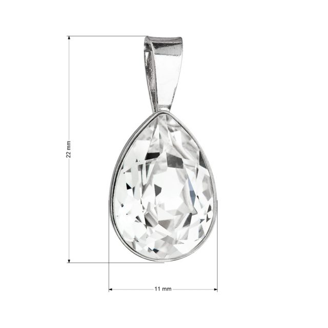 Stříbrný přívěsek s krystaly Swarovski bílá slza 34255.1