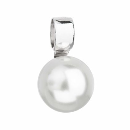 Stříbrný přívěsek s bílou Preciosa perlou 34212.1