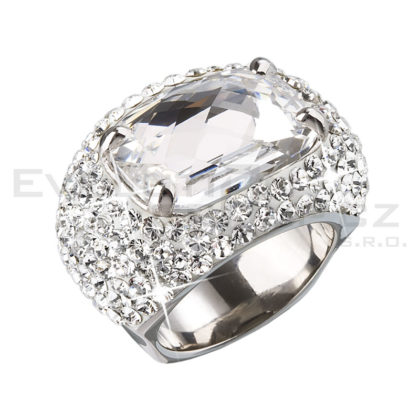 Stříbrný prsten s velkým krystalem bílý 735800.1 crystal