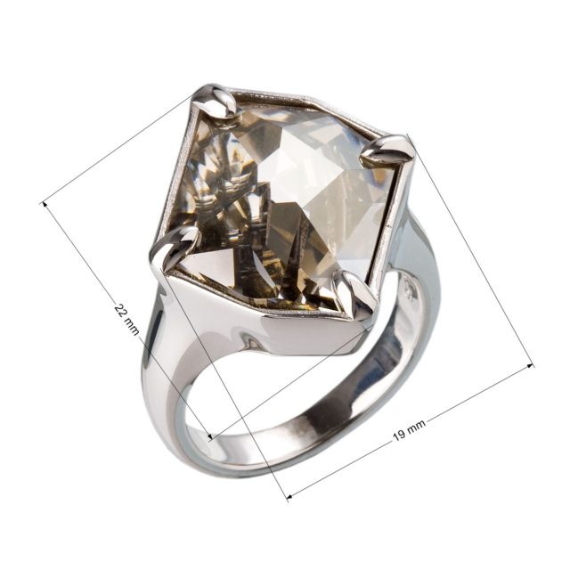 Stříbrný prsten s krystaly šedý 35805.5