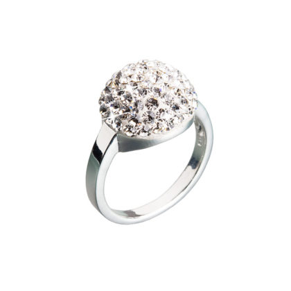 Stříbrný prsten s krystaly bílá boule 735013.11 crystal