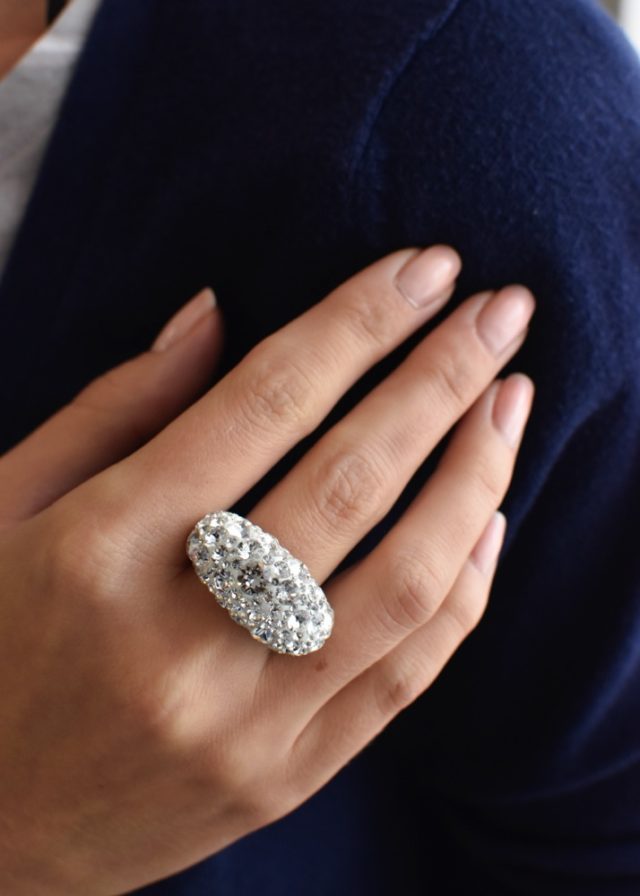 Stříbrný prsten s krystaly Swarovski bílý 35028.1