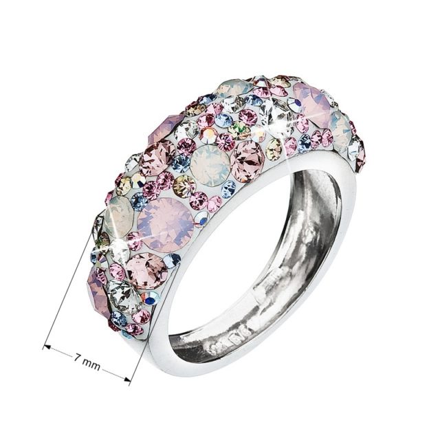 Stříbrný prsten s krystaly Swarovski růžový 35031.3