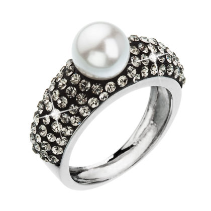 Stříbrný prsten s krystaly bílá šedá 35032.3
