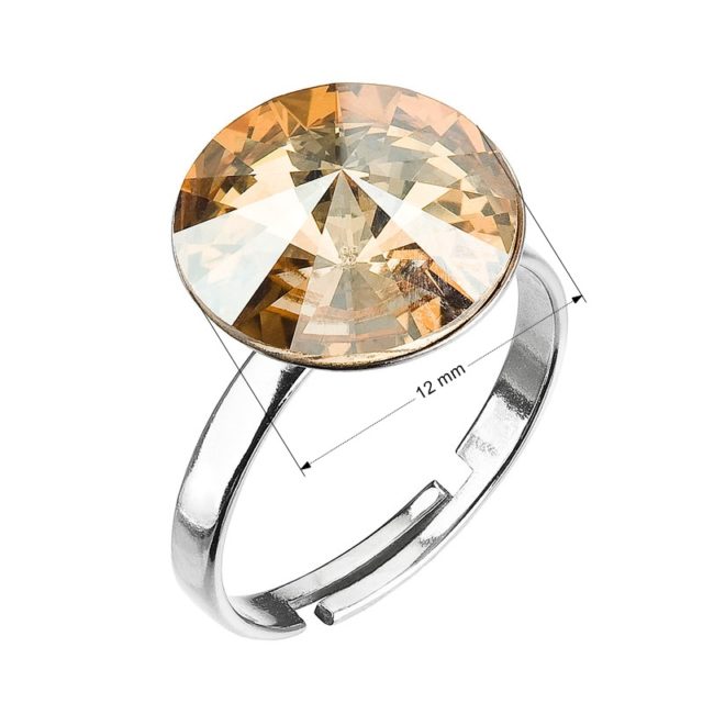 Stříbrný prsten s krystaly zlatý 35018.5 gold shadow