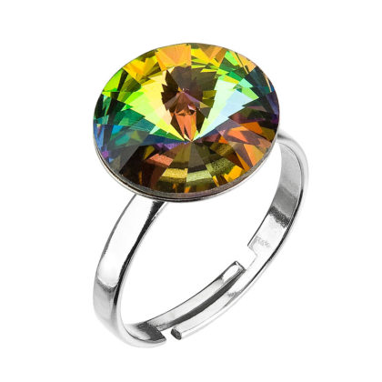 Stříbrný prsten s krystaly zelený 35018.5 vitrail medium