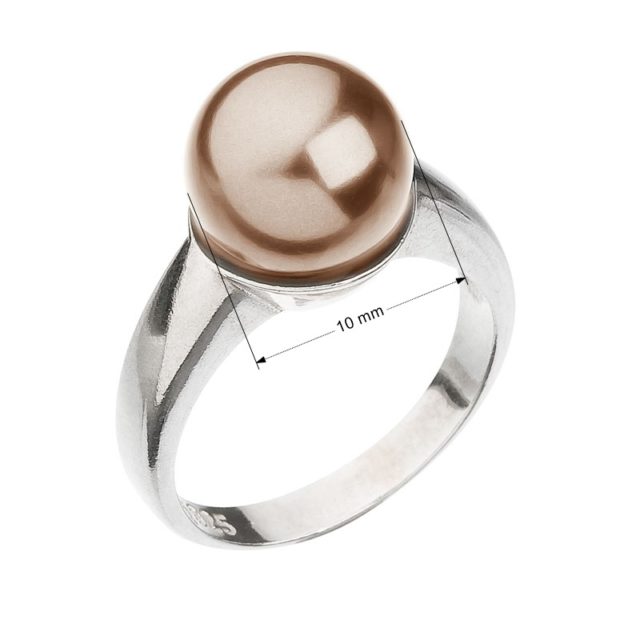 Stříbrný prsten s perlou hnědý 35022.3