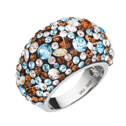 Stříbrný prsten s krystaly modrý 35028.3