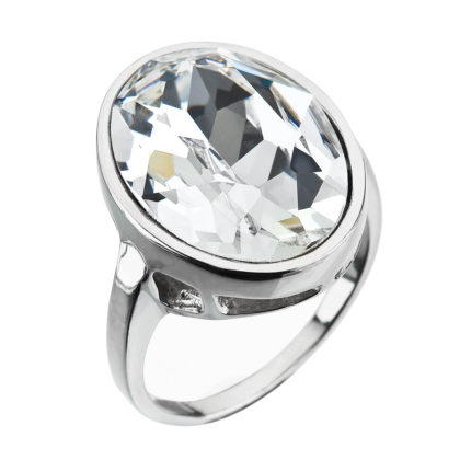 Stříbrný prsten s krystaly bílý 35036.1 krystal