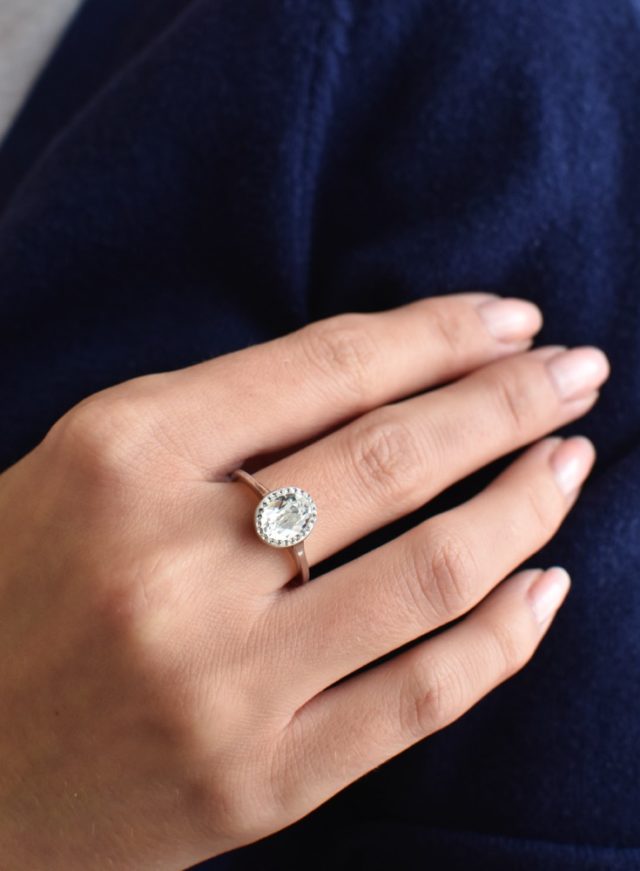 Stříbrný prsten s krystaly Swarovski bílý 35038.1 crystal