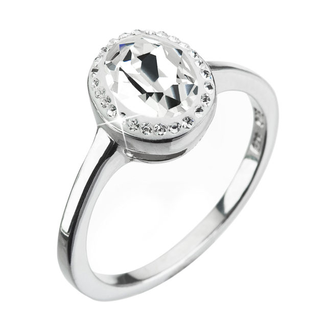 Stříbrný prsten s krystaly Swarovski bílý 35038.1 crystal