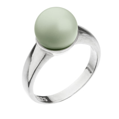 Stříbrný prsten se Swarovski perlou pastelově zelený 35022.3 pastel green