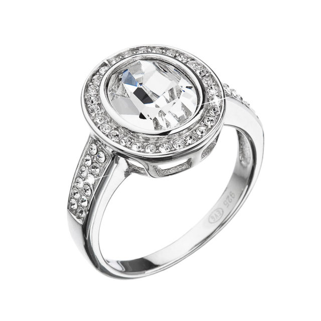 Stříbrný prsten s krystaly Swarovski bílý 35048.1