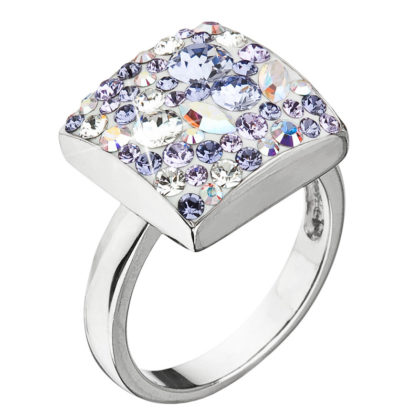Stříbrný prsten s krystaly Swarovski fialový 35045.3 violet