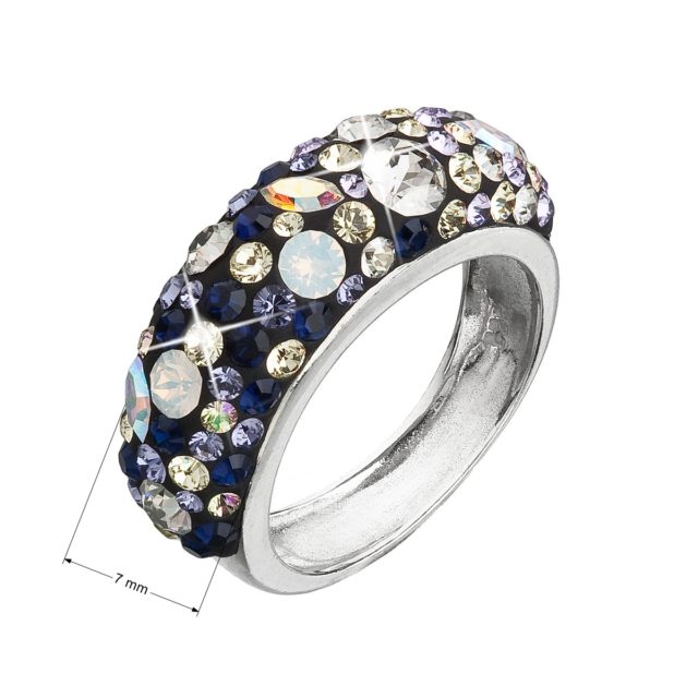 Stříbrný prsten s krystaly Swarovski mix barev fialová 35031.3 indigo