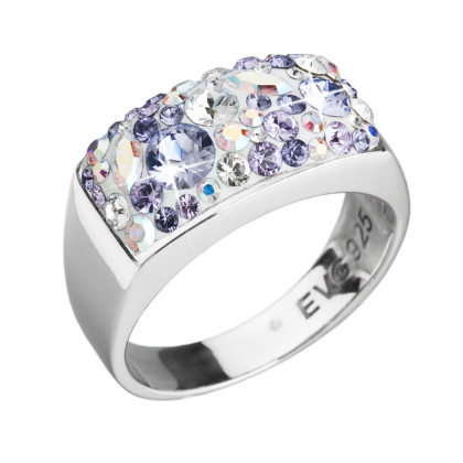 Stříbrný prsten s krystaly Swarovski fialový 35014.3  violet