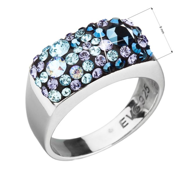 Stříbrný prsten s krystaly Swarovski modrý 35014.3 blue style