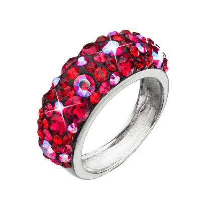 Stříbrný prsten s krystaly Swarovski červený 35031.3 cherry