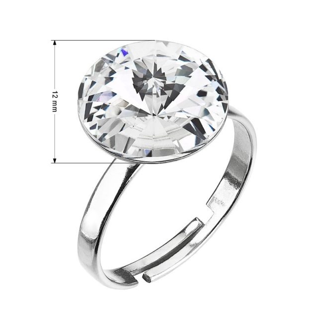 Stříbrný prsten s krystalem Preciosa bílý kulatý 35018.1 crystal