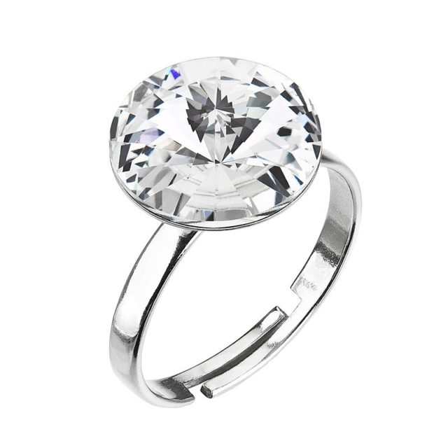 Stříbrný prsten s krystalem Preciosa bílý kulatý 35018.1 crystal