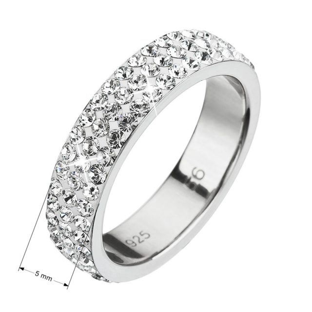 Stříbrný prsten s krystaly Preciosa bílý 35001.1 white