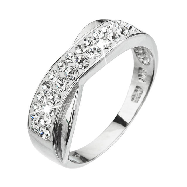 Stříbrný prsten s krystaly Preciosa bílý 35041.1