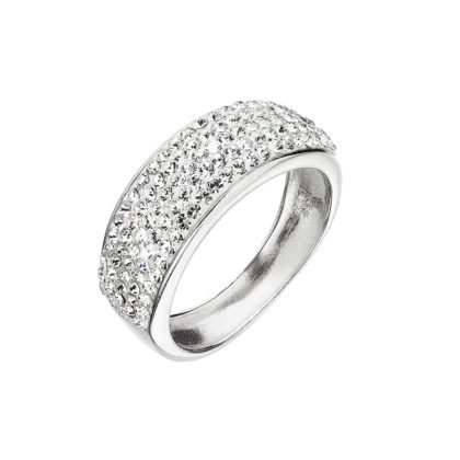 Stříbrný prsten s krystaly Preciosa bílý 35031.1 crystal
