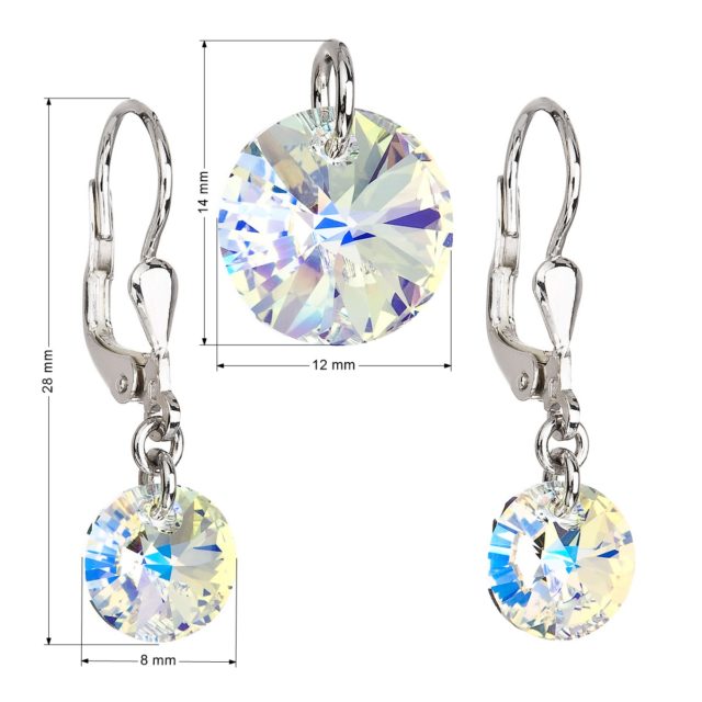 Sada šperků s krystaly Swarovski náušnice a přívěsek AB efekt kulaté 39090.2