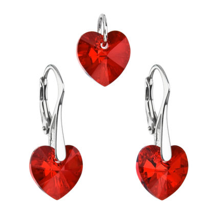 Sada šperků s krystaly Swarovski náušnice a přívěsek červená srdce 39003.4