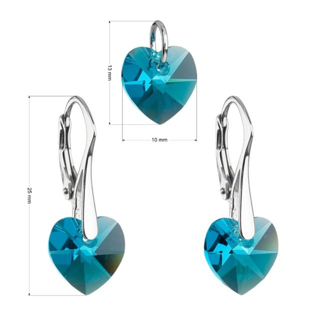 Sada šperků s krystaly Swarovski náušnice a přívěsek modrá srdce 39003.3