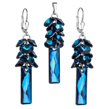 Sada šperků s krystaly Swarovski náušnice a přívěsek modrý hrozen 39124.5