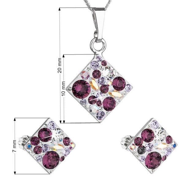 řetízek a přívěsek fialový kosočtverec 39126.3 amethyst