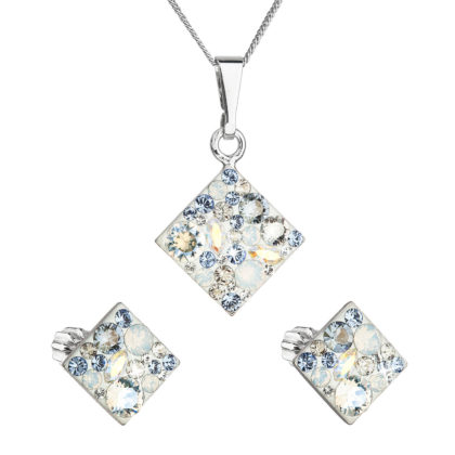 Sada šperků s krystaly Swarovski náušnice a přívěsek mix barev kosočtverec 39126.3 light sapphire