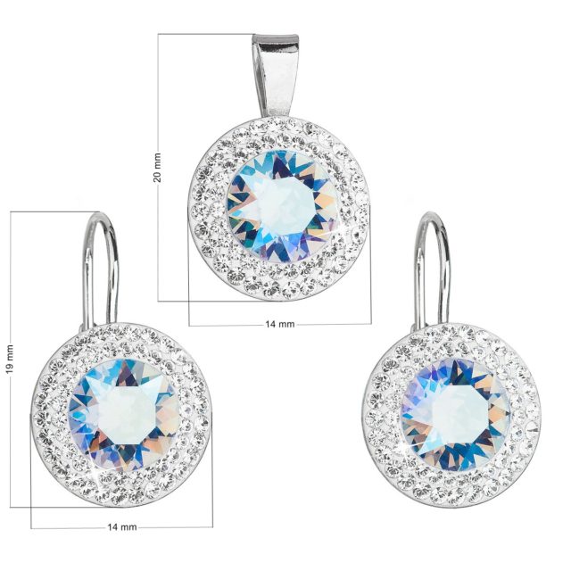 Sada šperků s krystaly Swarovski náušnice a přívěsek modré kulaté 39107.3 light sapphire shimmer