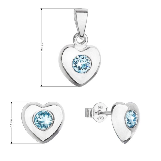 Sada šperků s krystaly Swarovski náušnice a přívěsek modré srdce 39176.3