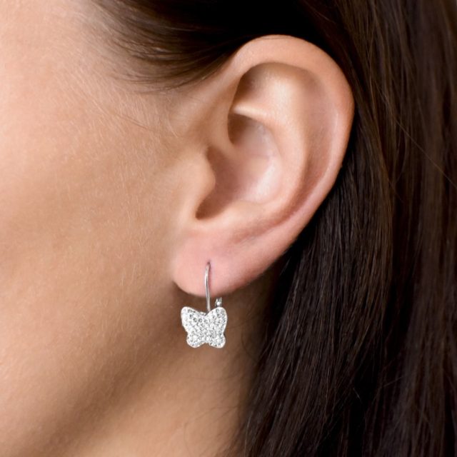 Sada šperků s krystaly Preciosa náušnice a přívěsek bílý motýl 39144.1 crystal